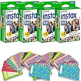 Fujifilm Instax Wide Instant Film for Fuji Instax Wide 210 200 100 300 Instant Photo Camera + 40 Assorted Colorful Pattern Stickers (80 Film)