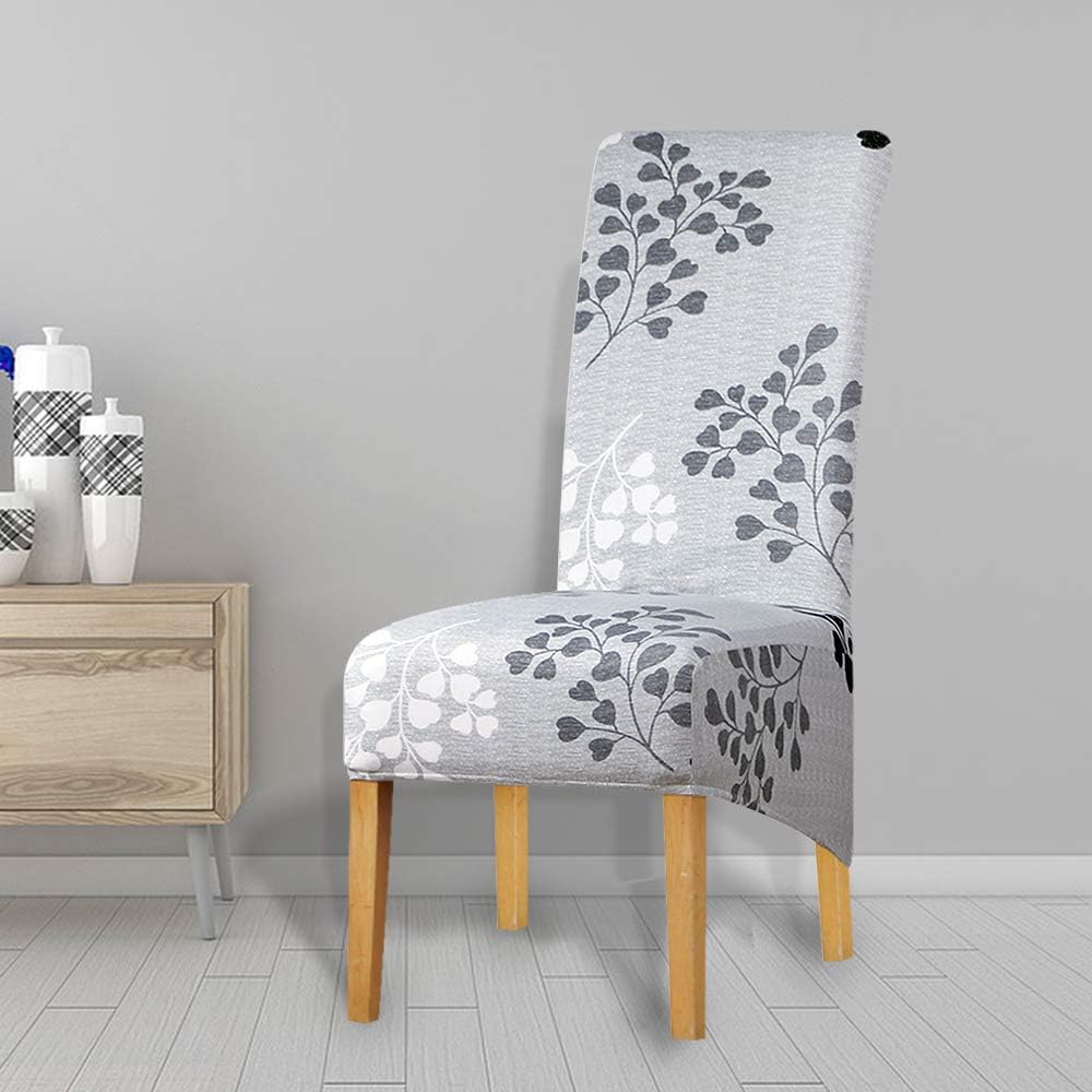 Leorate Ginkgo Leaf Print High Back Dining Chair Covers Set of 4 - Image 4