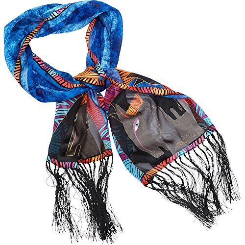 Laurel Burch Embracing Horses Fringe Silk Scarf