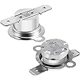 Awozkcd UL KSD301 125V 16A Thermal Fuse, Normally Open N.O Thermal Switch Circuit On at 90°C/194°F and Off at 70°C/158°F, Auto Reset Disc Bimetal Limit Thermostat, 2 pcs