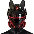 QAONIE Punk Mask for Adults, Halloween Cosplay Mask, Party Gift, LED Light Up, Cool Men's Costume Mask Helmet