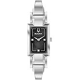 Bulova Ladies' Classic Diamond Dial Quartz Stainless Steel Watch, Rectangle, Mother-of-Pearl