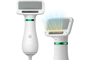 LIVEKEY Dog Hair Dryer, 2-in-1 Dog Blow Dryer with Slicker Brush, 300W Pet Hair Dryer for Small and Medium-Sized Dogs and Cats, Dog Grooming Dryer Portable ＆ Adjustable Temperature