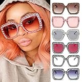 Fheaven Womens Fashion Artificial Diamond Cat Ear Quadrate Big Metal Frame Brand Classic Sunglasses