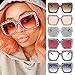 Fheaven Womens Fashion Artificial Diamond Cat Ear Quadrate Big Metal Frame Brand Classic Sunglasses