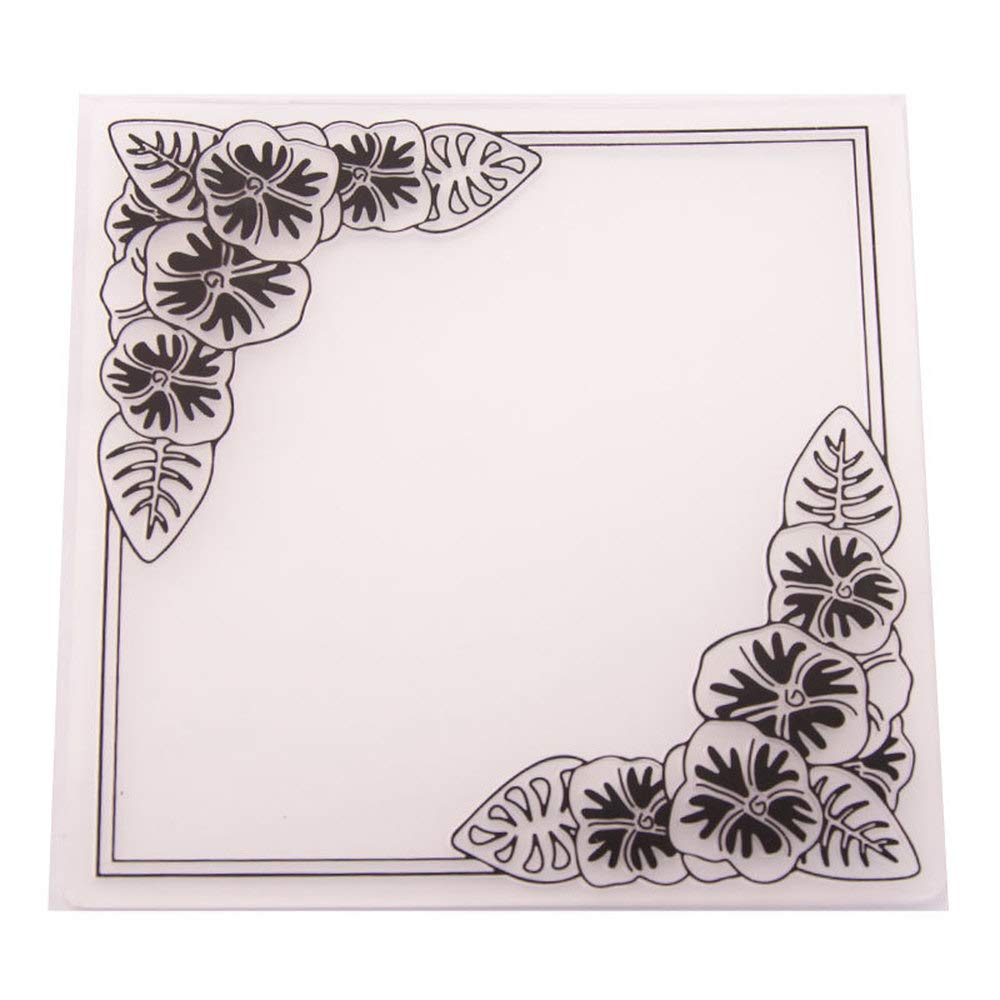 Beautiful Floral Flowers Leaves Corner Plastic Embossing Folder for Scrapbook DIY Album Card Tool Plastic Template Folders