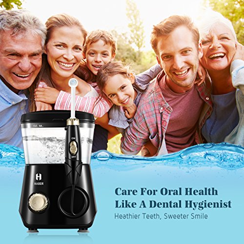 Habor Upgraded 600ml Water Flosser, 8 Jet Tips FDA Oral Irrigator, 70db Quiet 10 Pressure Electric Dental Flosser(Black) - Thumbnail 6