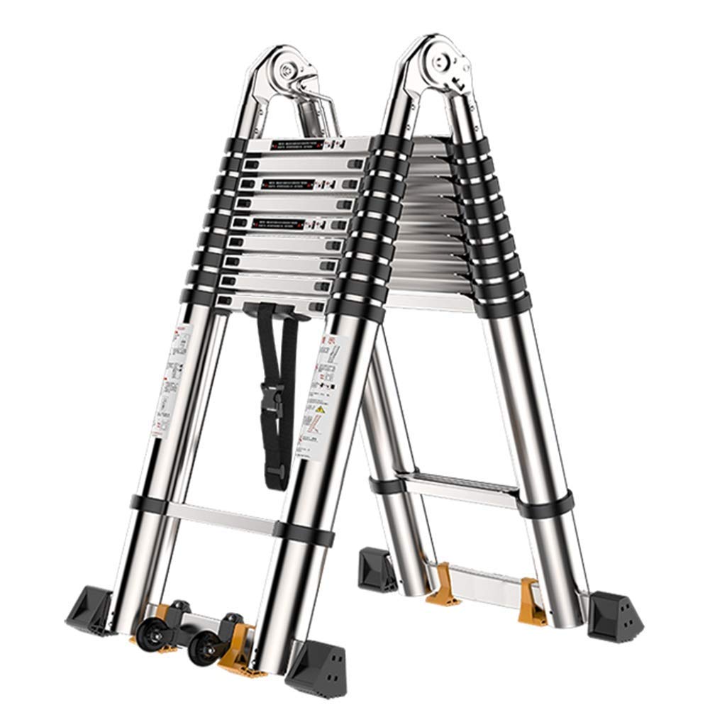 Aluminum Telescoping Extension Ladder AFrame Lightweight Portable MultiPurpose Folding with Support Bar, Tall 3.4m/4.2m/5m/5.8m/6.6m/7.4m/8.2m) lxhff (Size : 2.9M+2.9M(5.8m/19ft))