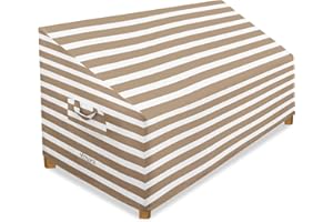 Elmara Outdoor Couch Covers – Waterproof, UV Fade-Resistant Outdoor Sofa Covers Made of Heavy Duty Olefin – Durable All Weather Design Keeps Your Couch or Loveseat Safe (Bronze Stripe)