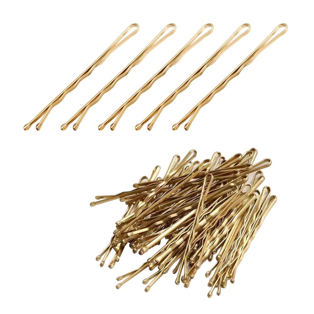 ZEVONDA Metal Hair Pins Set - 5cm Long Bobby Pins with Storage Box Hair Grips with a Smooth Surface and Round Edges for Women Girl Makeup Hair Styling, Gold, 200pcs