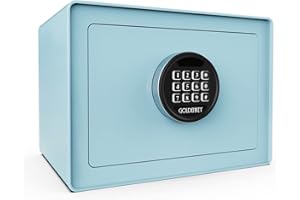 GOLDENKEY Digital Security Safe and Lock Box,Small Safe box for Money, Keypad Lock,Perfect for Home Office Hotel Business Jewelry Gun Use Storage,0.5 Cubic Feet,Blue