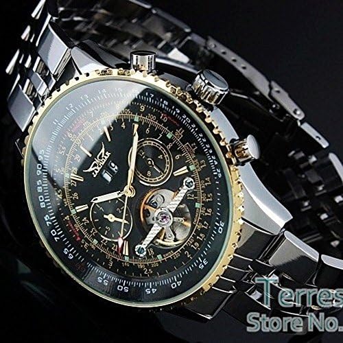 Sportsy Jaragar Luxury Watch Men Day/Month Tourbillon Mechanical Watches Stell Men'S Watch Wristwatch (Size: 5Cm, Color: Silver & Black)