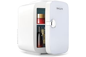 SPECILITE Mini Fridge for Skin Care, Portable Beauty Fridge with Eraser Board Door and Bead Chain(4 Liter/6 Can) Cooler and Warmer, Personal AC/DC Refrigerator for Makeup, Food, Travel, Bedroom