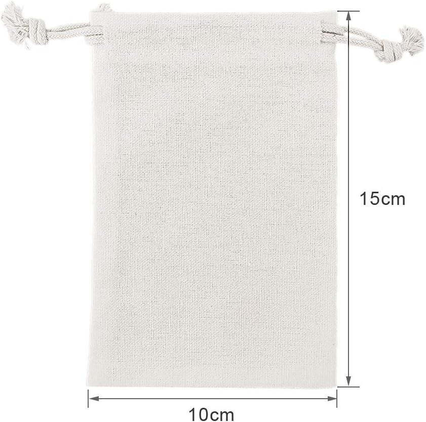 SumDirect 20Pcs Cotton Muslin Bags,White Mini lightweight Gift Bags Breathable Pouches with Drawstring Reusable Packing Storage Bags for Wedding Party - Image 3