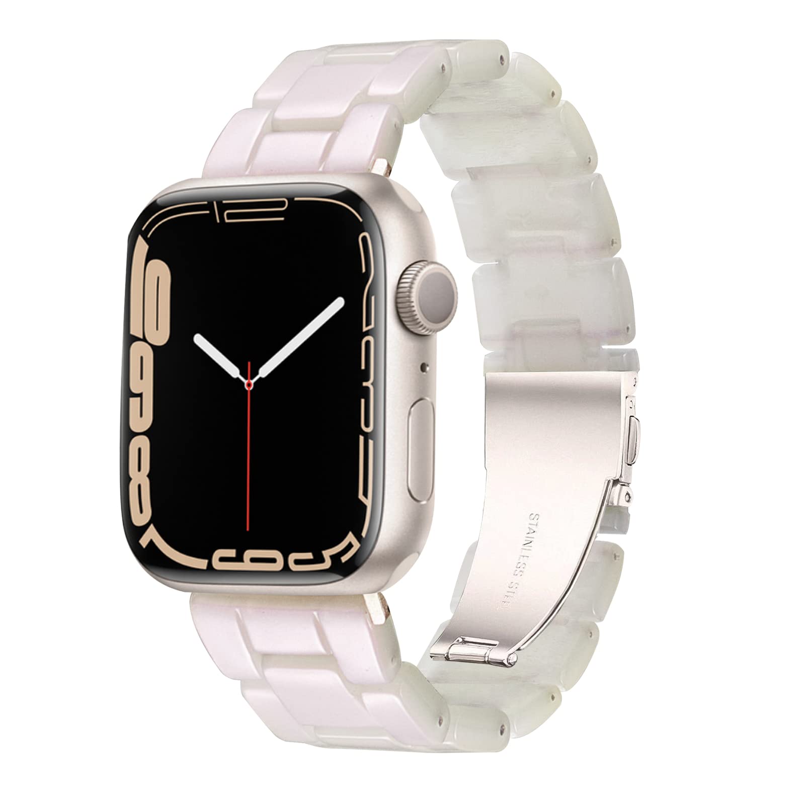 Photo 1 of HOPO Compatible With Apple Watch Band 38mm 40mm 42mm 44mm Thin Light Resin Strap Bracelet With Stainless Steel Buckle Replacement For iWatch Series Ultra 9 8 7 6 5 4 3 2 1 SE(Flash