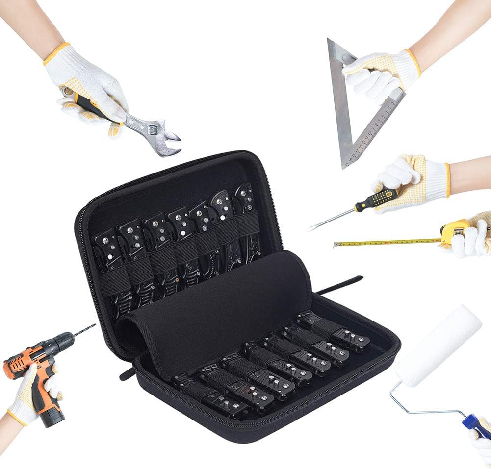 Knife Display Case, Folding Knife Holder, Butterfly Knives Storage Organizer, Large Pocket Knife Storage Case, Oxford Small Knife Roll Pouch Carrier Bag for Survival Tactical Outdoor EDC Mini Knife: Home Improvement