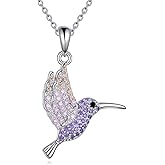 AINFQY Hummingbird Necklace for Women 925 Sterling Silver Flying Bird Pendant with Colorful Cubic Zirconia Jewelry Gift for Women
