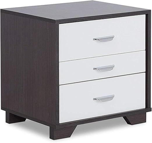 Q Max Sh1285 Q Max Contemporary Styled 3 Drawer Nightstand White Finish With Espresso White Amazon Ca Home Kitchen