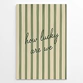 Trendy How Lucky Are We Poster Vintage Green Striped Wall Art Minimalist Romantic Quote Song Lyrics Posters Canvas Print for Girly Bedroom Dorm Living Room Office Decor 12x18inch UnFramedd