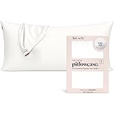 Kitsch Satin Pillowcase with Zipper for Hair & Skin - Softer Than Silk Pillow Cases, Smooth Cooling Satin Pillow Case, Wrinkle-Free, Machine Washable - King Size Satin Pillow Case (19x36) - Ivory