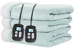 Eydna Electric Heated Blanket Queen Size 84'' x 90''- Soft Plush Flannel Heating Blanket with Dual Controller 10 Heating Leve