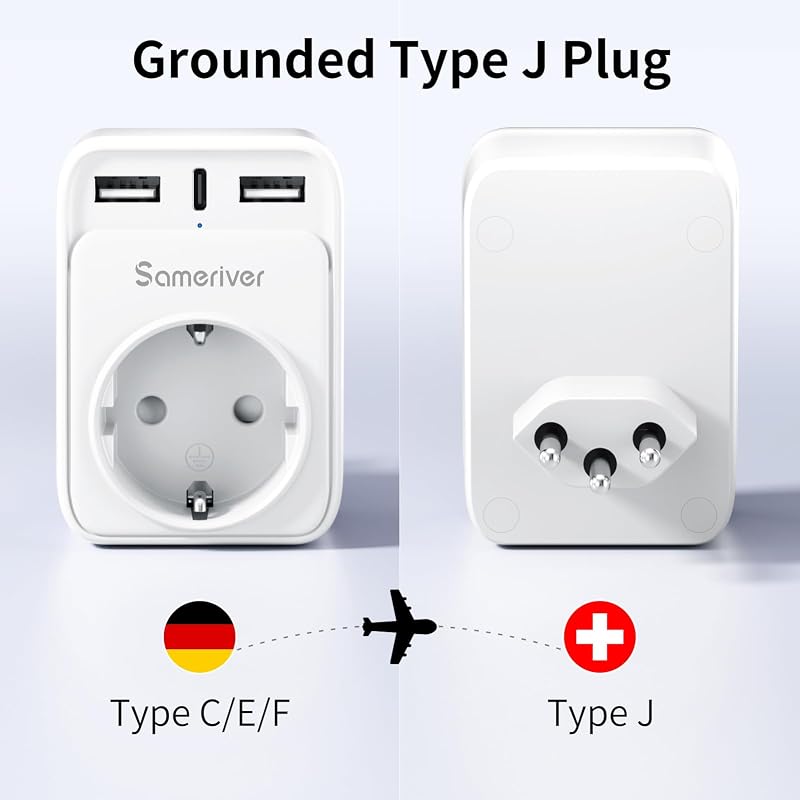 Reiseadapter Schweiz Adapter Deutschland Stecker Typ J Steckdosenadapter