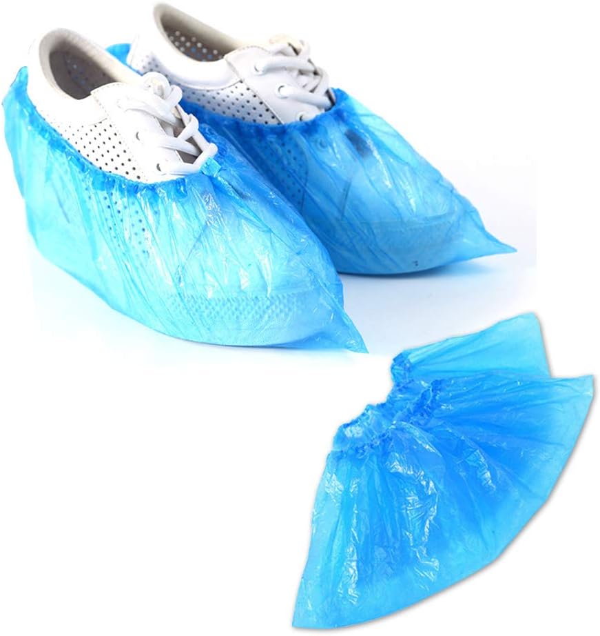 Protective foot cover, 100Pcs Disposable Shoe Cover Professional Medical Grade Outdoor Shoes Raincoat Waterproof Plastic Shoe Protector Durable, Non-Slip, Textured Treads, Non-Toxic, 100% Latex Free