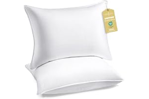 SHERWOOD Hotel Collection Pillows with Luxury Down Alternative Filling and 260 TC Cotton Cover (White Grid, Queen 20x30 inch)