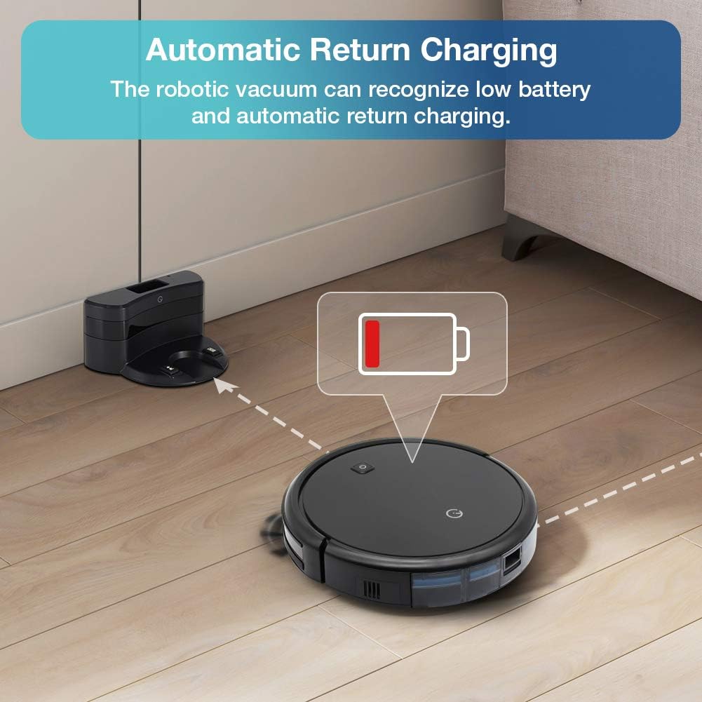 Yeedi K600 Robot Vacuum Cleaner with Turbo Mode Suction Up to 1500Pa, Self-Charging, Quiet Cleaning for Pet Hair, Hard Floors and Carpets, Up to 110 min Runtime -