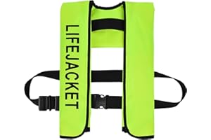 Meenoutt Adult Automatic Inflatable Kayak Vest PFD,Water Sports Vest for Boating Fishing Kayaking SUP Paddleboarding（fit Weight Below 330 lbs）