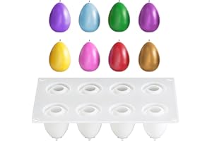 8 Grid Silicone Egg Mold Easter Egg Shaped Mold for Chocolate/Mousse/Ice Cube/Resin/Candle,White