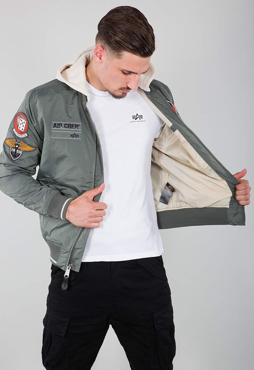 Alpha Industries Men Bomber Jacket Ma 1 Tt Hood Patch Size M Color Vintage Green Amazon Co Uk Clothing