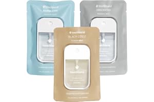 Touchland Hydrating Hand Sanitizer Spray, DYE FREE Trio Set (Rainwater, Unscented, Beach Coco), 1 FL. OZ. Travel Size Power Mist Sprays (Set of 3)