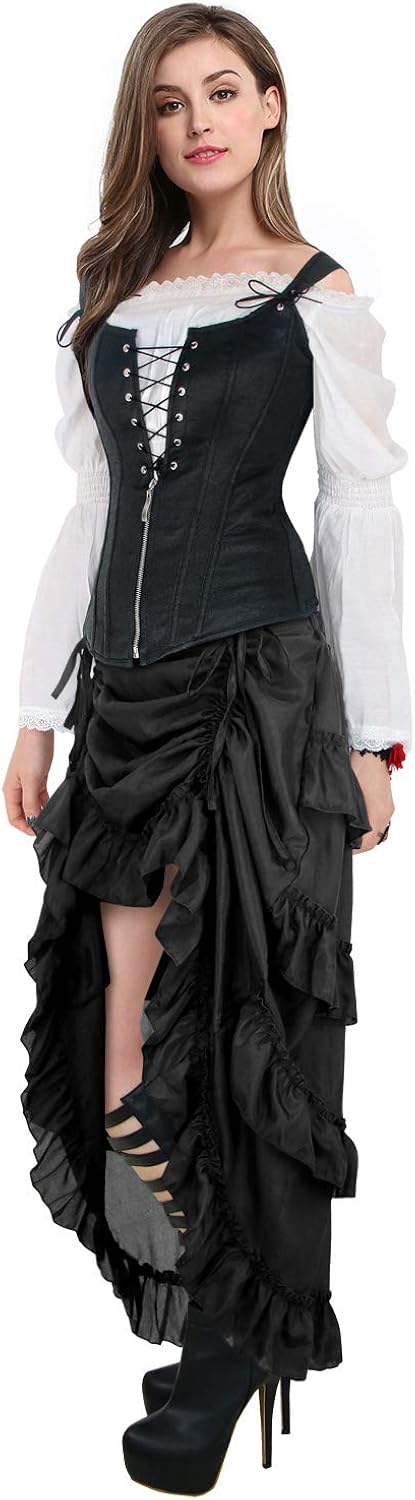 Charmian Women's Steampunk Gothic High Low Cyberpunk Skirt: Clothing
