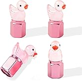 Rislobx 4 Pack Duck Tire Stem Caps, Glow in The Dark Tire Valve Caps, Cool Funny Tire Air Valve Cap, Universal Replacement Tire Cap Covers for Cars Bikes Motorcycles Trucks (Pink)