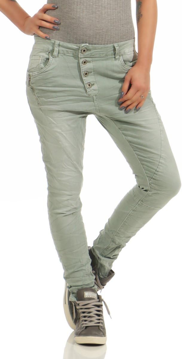 Fashion4Young 11424 Women's Jeans Skinny Jeans Trousers Boyfriend Baggy Haremscut Women's Jeans Slim Fit