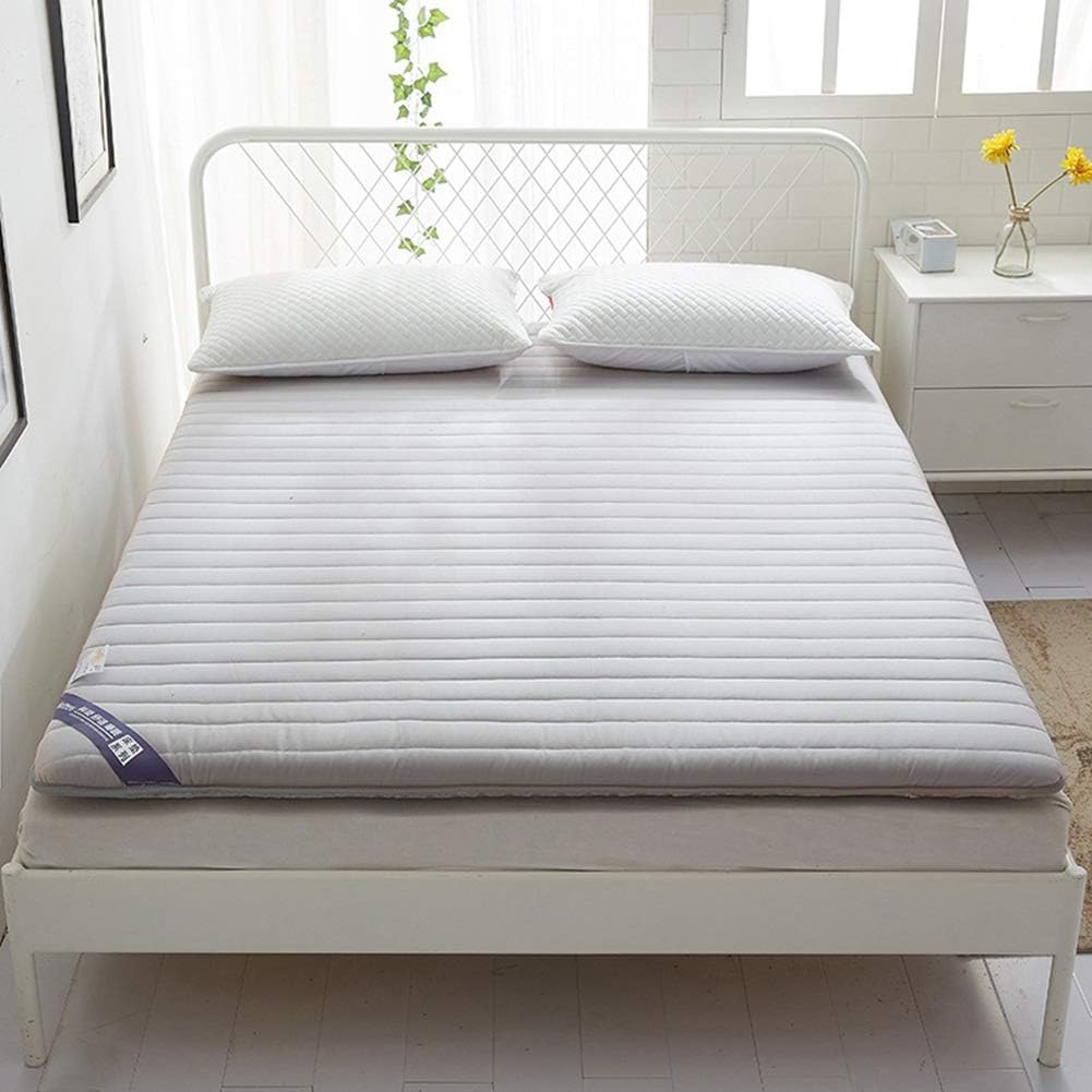 HIGOGOGO Thick Futon Mattress, Japanese Tatami Mat Sleeping Pad Cotton Quilted Mattress Topper for Floor Student Dormitory Home Bed, 71"x79", Grey