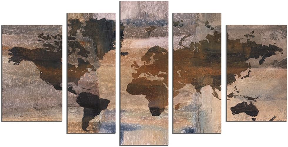 Large World Map Wall Art Wall Decor Paintings On Canvas Prints For Living Room Wall Art Oil Paintting For Home Decor Landscape Canvas Artworks Framed Ready To Hang 10"x60"Brown