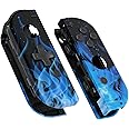 eXtremeRate Blue Flame Soft Touch Joycon Handheld Controller Housing (D-Pad Version) w/Full Buttons, DIY Replacement Shell Case for Nintendo Switch & Switch OLED Joy-Con – Console Shell NOT Included