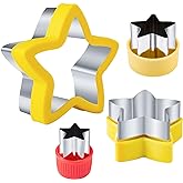 Star Cookie Cutters 4 Pcs, Kimfead Sandwich Cutter for Kids Lunch, Vegetable Fruit Cutters Shapes, Stainless Steel Biscuit Cu