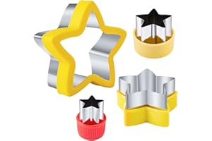 Star Cookie Cutters 4 Pcs, Kimfead Sandwich Cutter for Kids Lunch, Vegetable Fruit Cutters Shapes, Stainless Steel Biscuit Cu