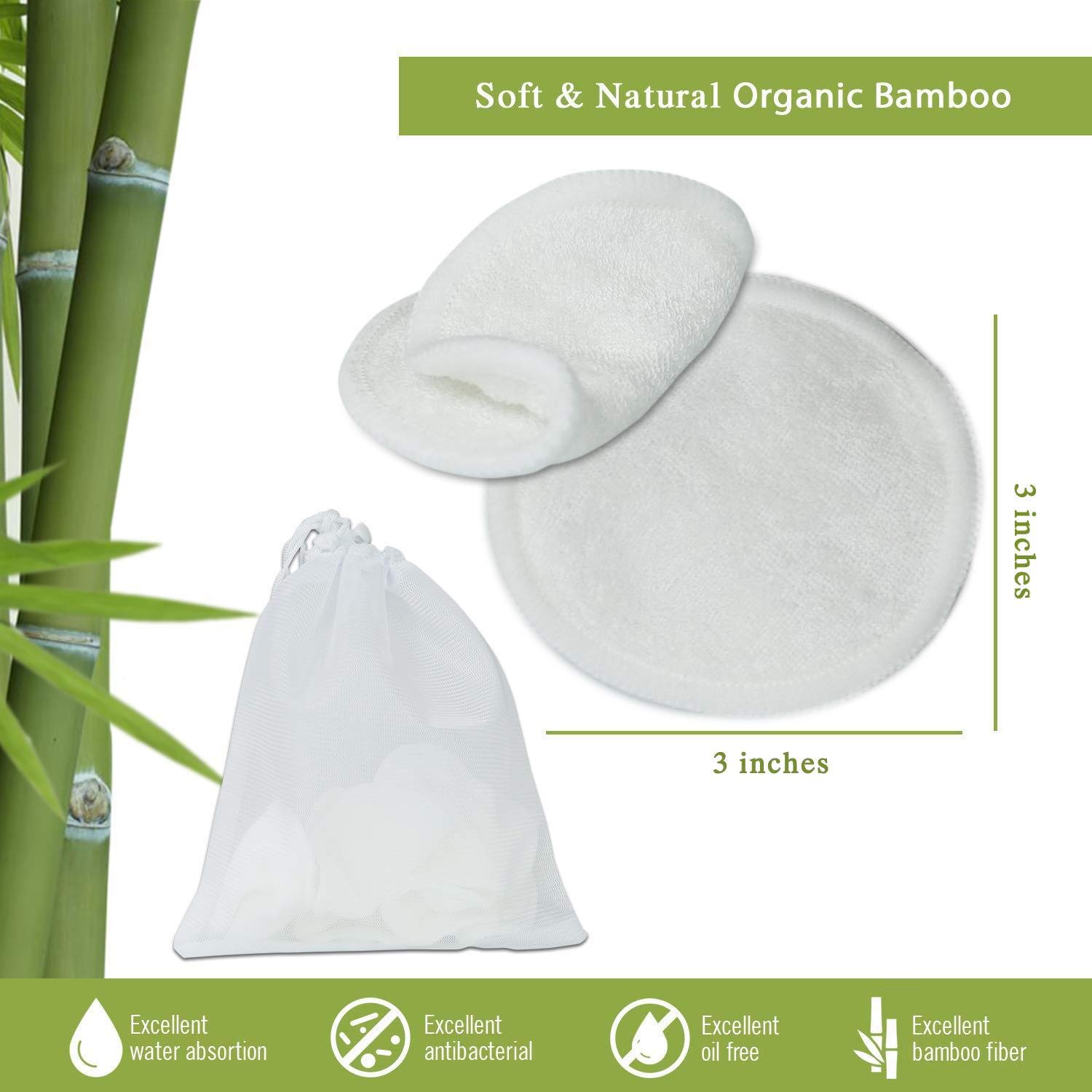 Miw Piw Reusable Cotton Pads Face Pack 13 Washable Makeup Remover Laundry Bag Skincare Cleaning Bamboo Cloth Rounds Facial Wipes Eye Lip : Beauty