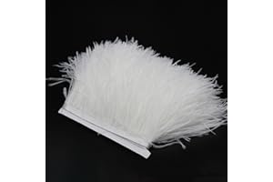 YEQIN 2 Yards Natural & Soft Ostrich Feathers Fringe Trims Ribbon - Used for Dress, Sewing Decoration, Craft Clothing, Boots, Wedding Decoration, DIY, Etc (White)