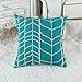 CaliTime Canvas Throw Pillow Cover Case for Couch Sofa Home Decoration Modern Chevron Stem Panels Geometric 18 X 18 Inches Teal