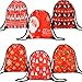 Gejoy 6 Pieces Christmas Drawstring Gift Bags Santa Backpack Goody Treat Bags for Christmas Festival Decor