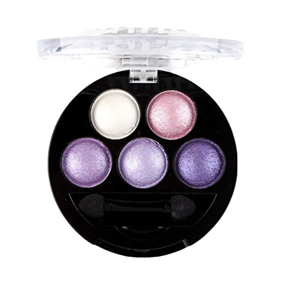 Haifly 5 Colors Pearly Glitter Eyeshadow Palette Makeup Eye Shadows Cosmetic Shimmer Powder Purple