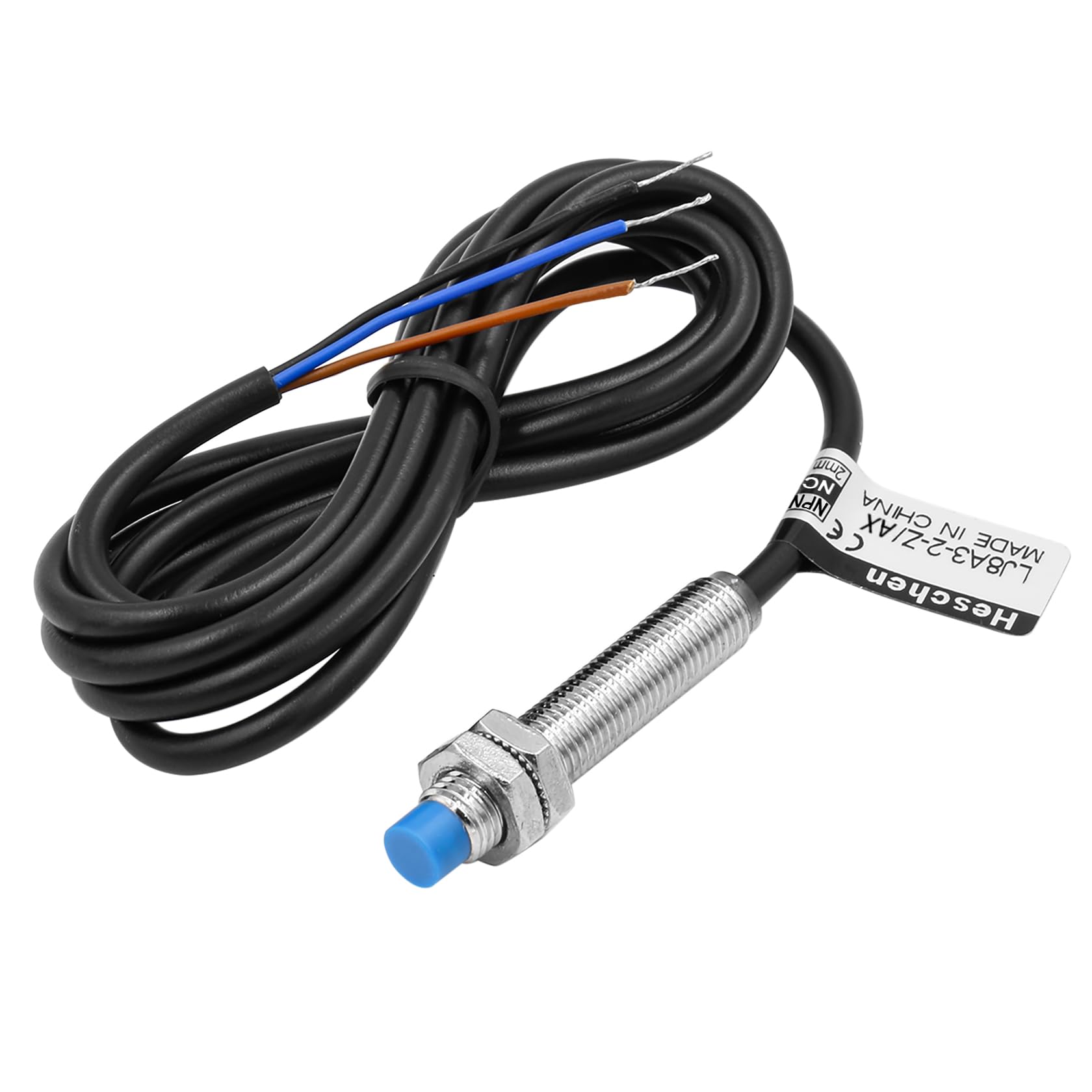 Heschen M8 Inductive Proximity Sensor Switch Non-Shield Type LJ8A3-2-Z/AX Detector 2mm 10-30VDC 200mA NPN Normally Closed(NC) 3 Wire