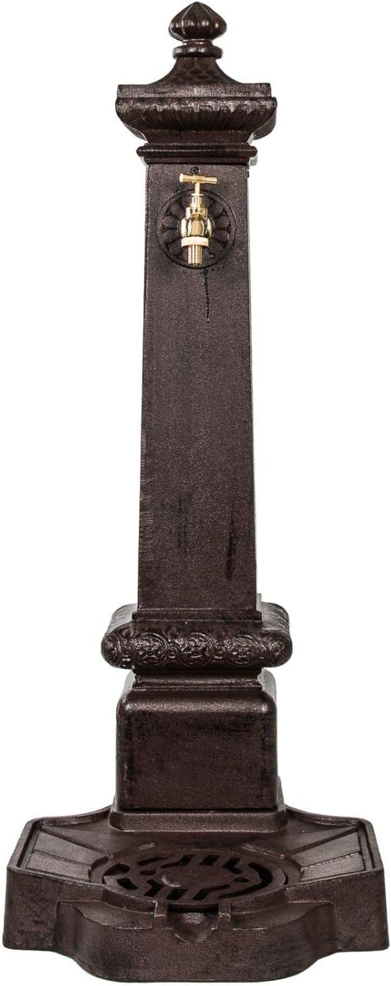 aubaho Standbrunnen Brunnen Waschbecken Garten Aluminium braun Antik-Stil 100cm