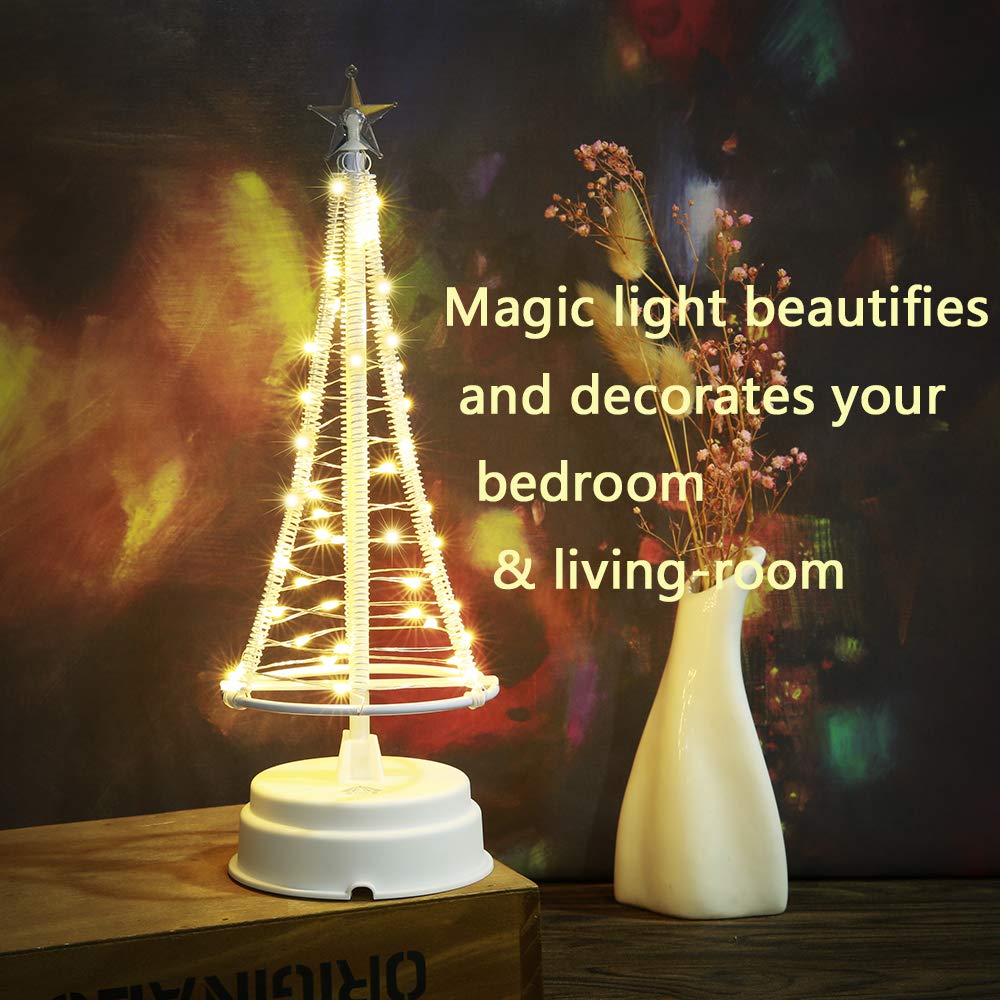 HONESTY Mini Christmas Trees 10Inch 40LED,Decorative Lights for Home/Decoration/Party/Wedding, USB or Battery Powered, Warm White Mini Lamp, Inside White S