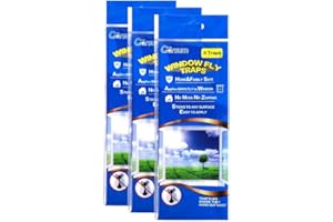 Garsum Window Fly Traps Indoor, Fly Paper Bug Sticky Strips, House Fly Killer Window Decal Non-Toxic,4 Piece per Pack Total 12 Pices